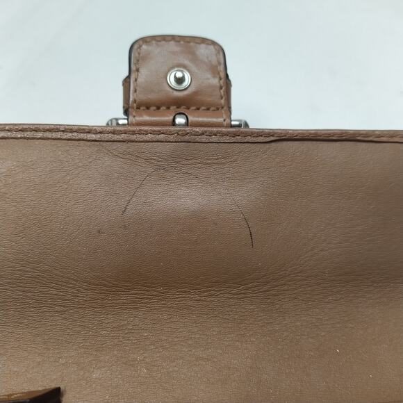 Coach Signature Brown Canvas Leather Buckle Credit Card Trifold Wallet - Picture 10 of 16